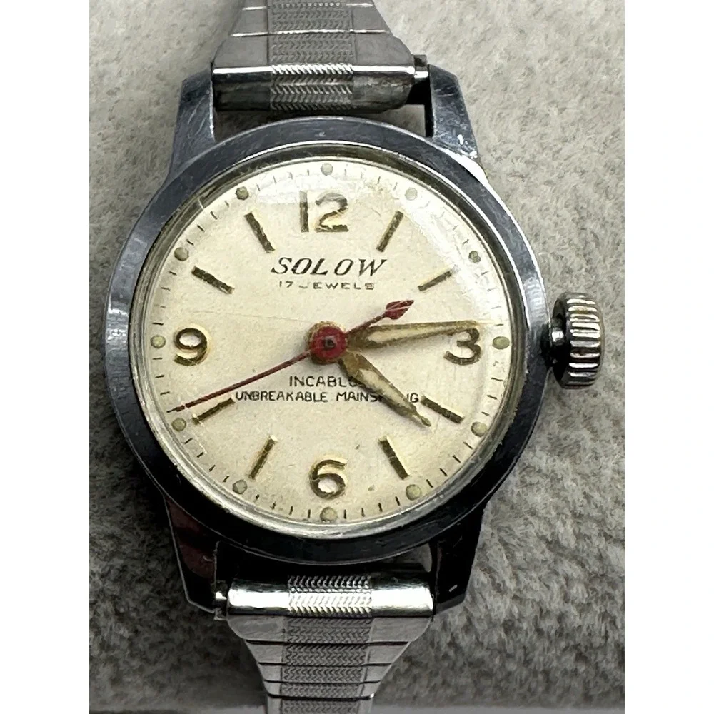 Solow Ladies Watch 17 Jewels Works Manual Wind Incabloc 23MM 5.75
